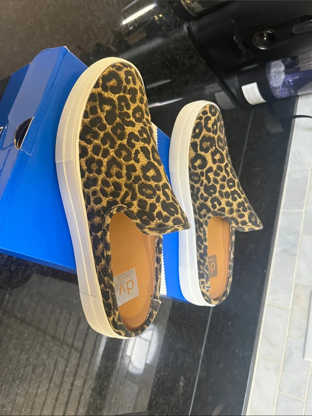 DV by Dolce Vita Leopard Print Slip-On Flats - Brown/Black